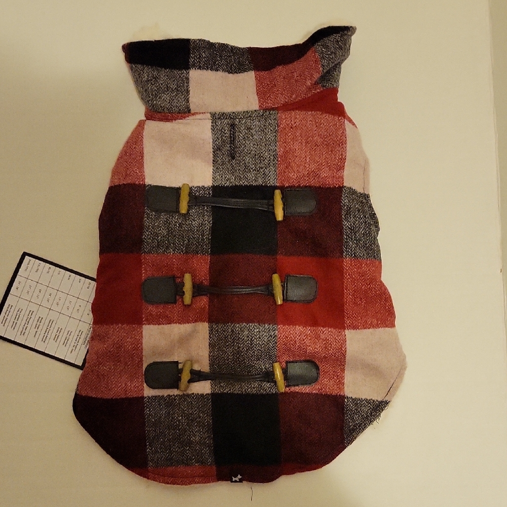 NWT: Hotel Doggy Plaid Melton Coat, Sherpa Lined